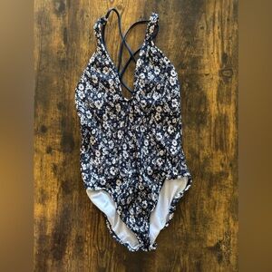 Polo Ralph Lauren Cute Beach Blue Floral One Piece Swimwear Size XS